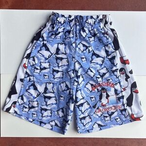LaCrosse Kids Penguin Pattern Shorts - Blue and white